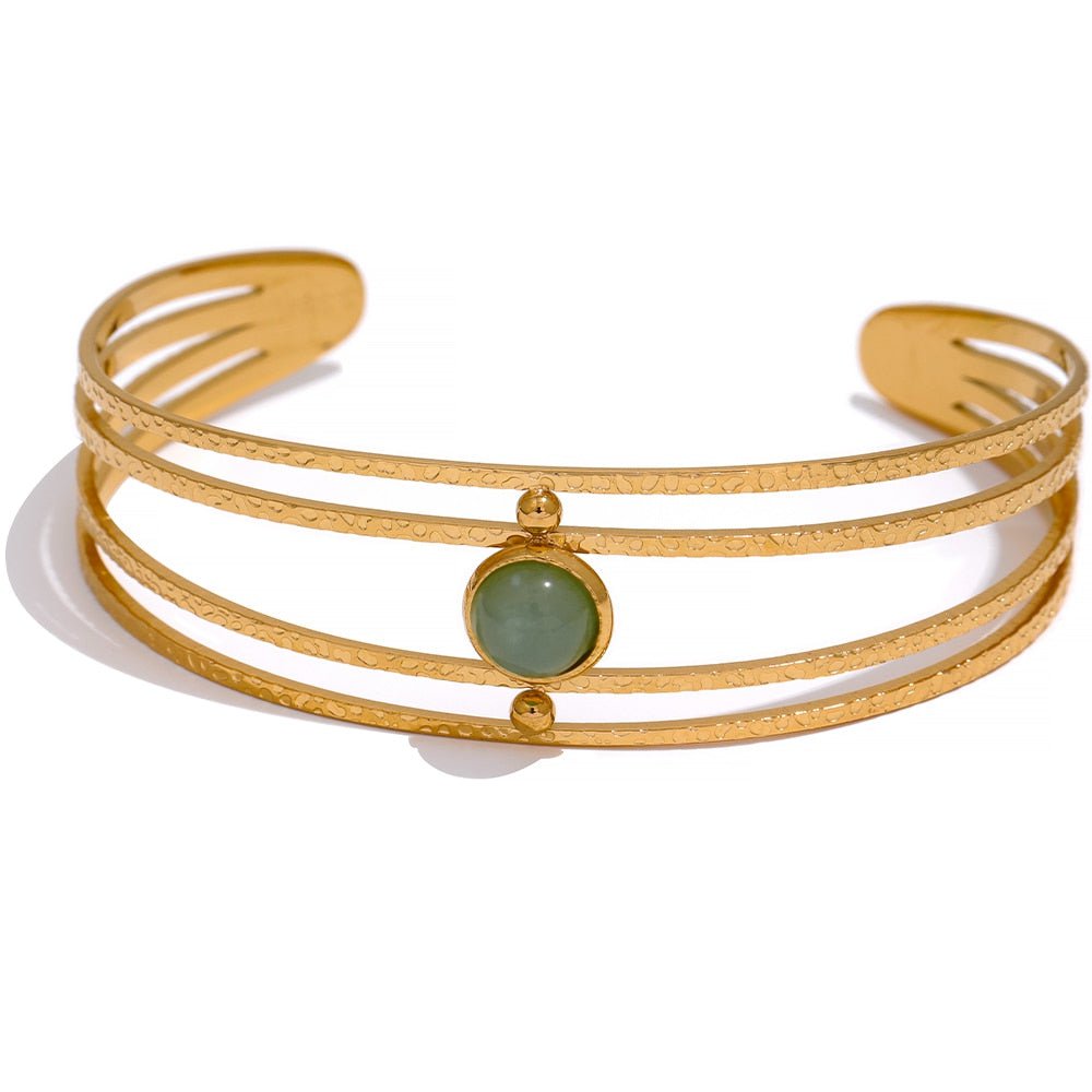 Boho Green Stone Women Cuff Bracelet YH2139A