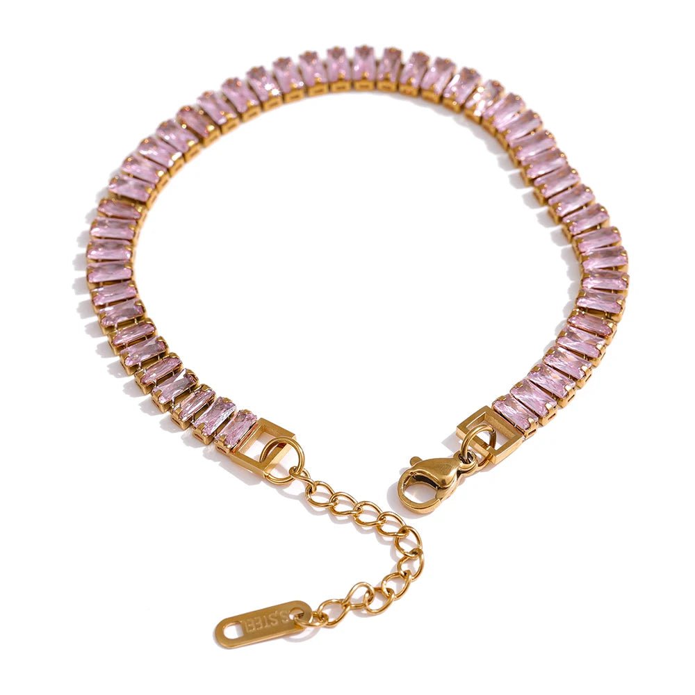 Wee Luxury Women Bracelets YH395A Pink Colourful AAA Cubic Zirconia Bracelet For Women