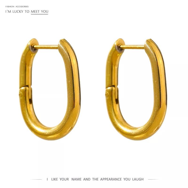 Wee Luxury Women Earrings 316L Stainless Steel Earrings Minimalist Oval Metal Hoop