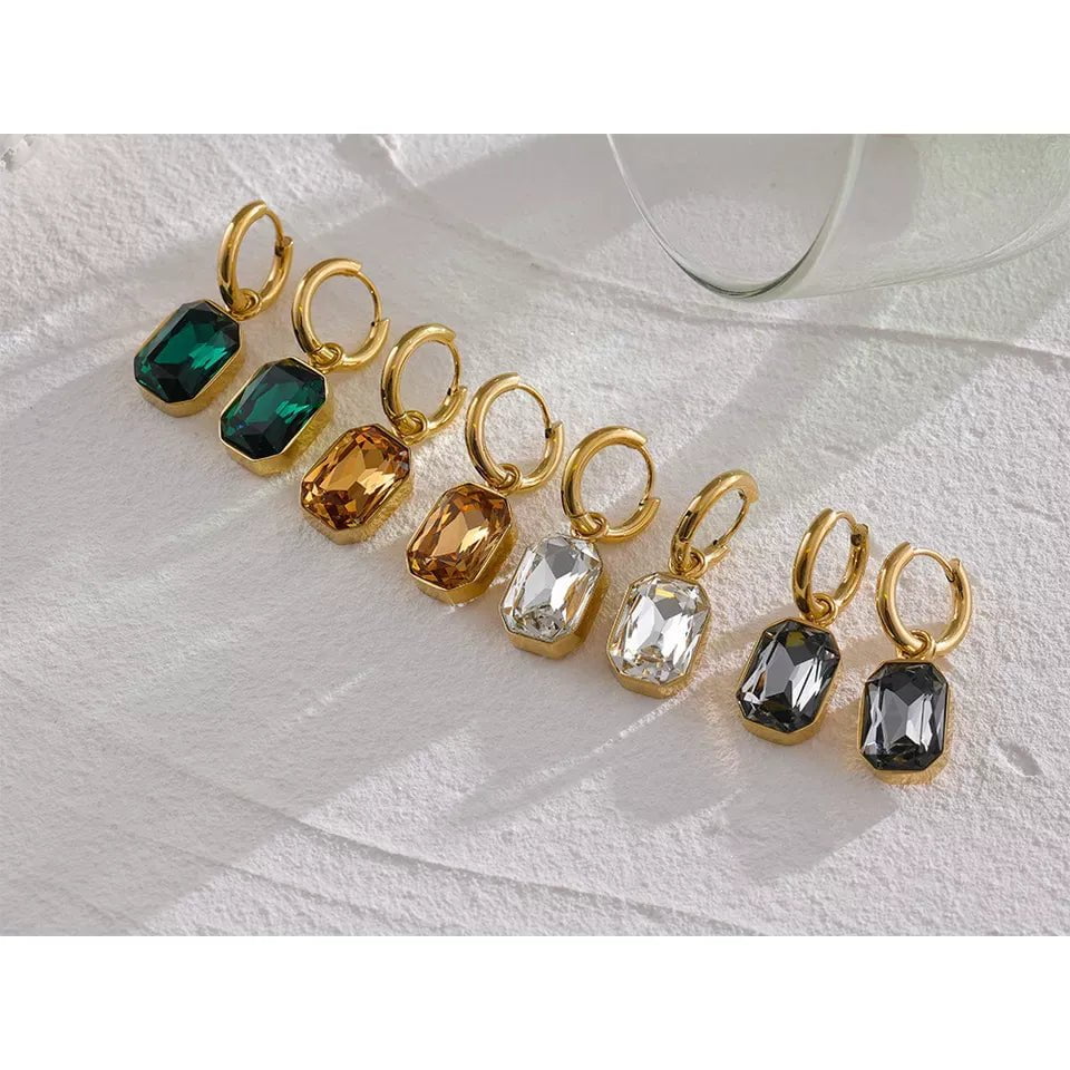 Wee Luxury Women Earrings Cubic Zirconia Drop Dangle Charms Square Unique Earrings