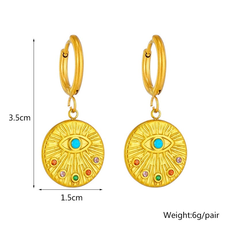 Wee Luxury Women Earrings E4191 Women Vintage Zircon Hoop Evil Eye Earrings