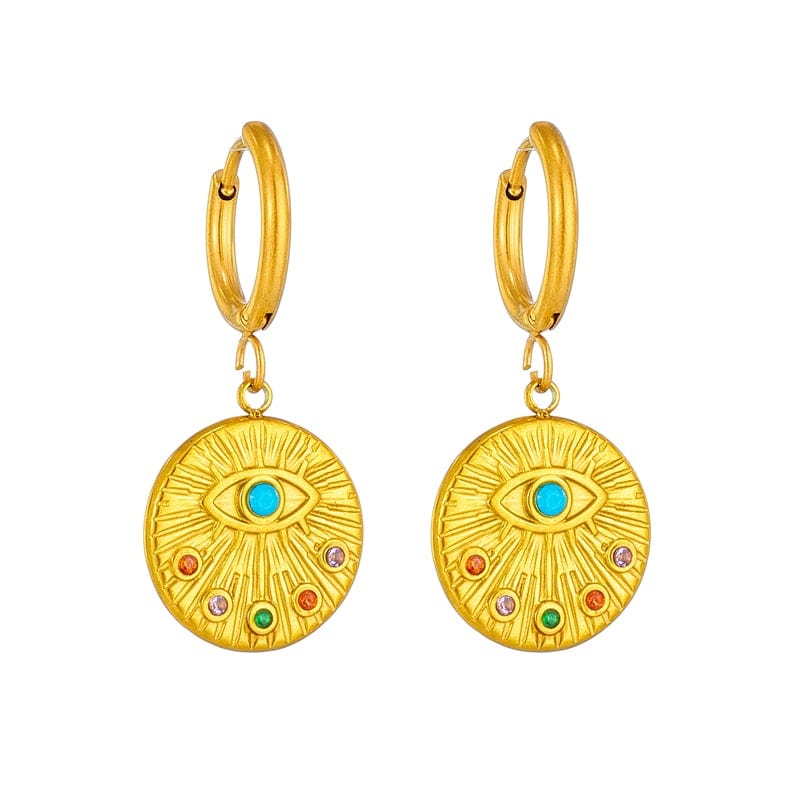 Wee Luxury Women Earrings E4191 Women Vintage Zircon Hoop Evil Eye Earrings