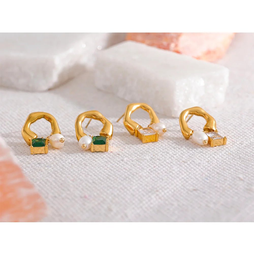 Wee Luxury Women Earrings Exquisite Cubic Zirconia Natural Pearl Drop Earrings