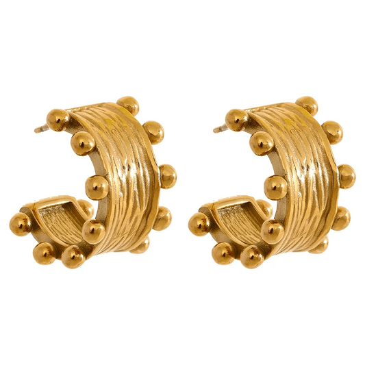 Wee Luxury Women Earrings Gold 18K Gold Plated Stainless Steel C Shape Hoop Earrings