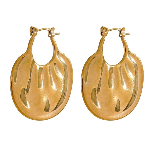 Wee Luxury Women Earrings Gold 316L Stainless Steel Geometry Textured Hoop Earrings 18K PVD