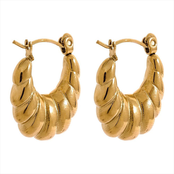 Wee Luxury Women Earrings Gold Plated Chic Small Croissant Hoop Earrings Women