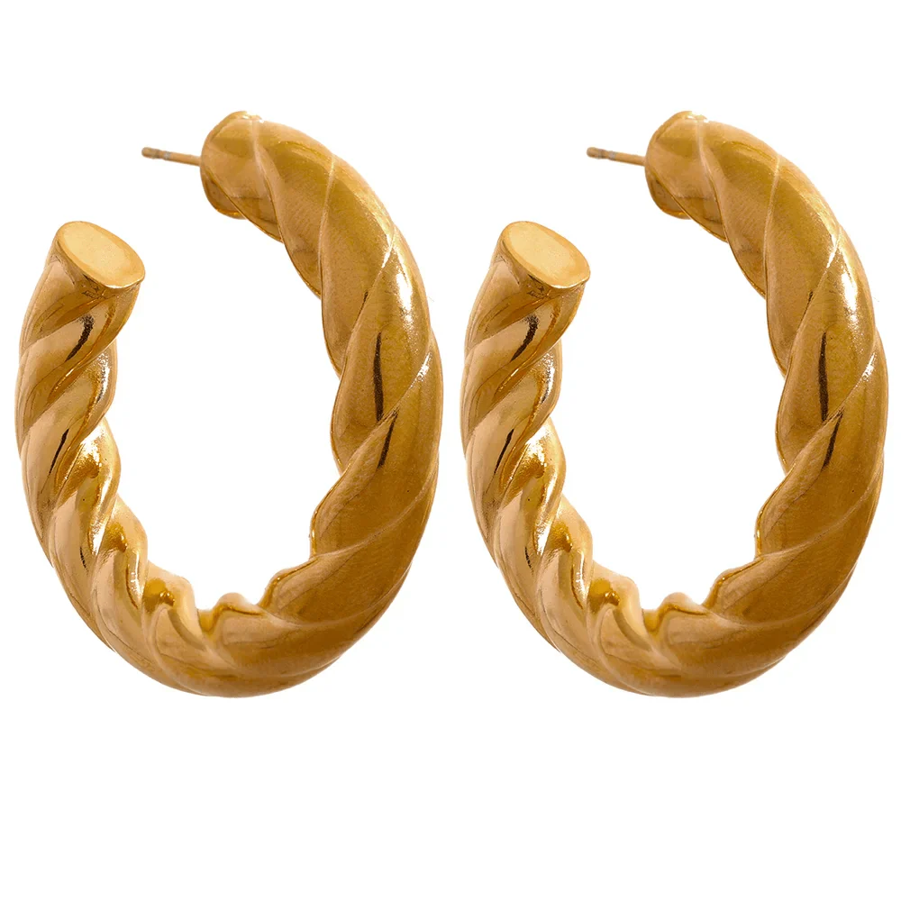 Wee Luxury Women Earrings Gold Plated Geometric Twisted Gold Plated Stud Earrings for Women