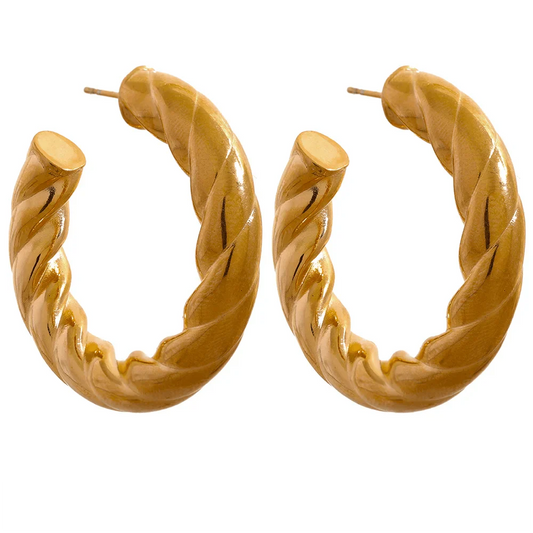 Wee Luxury Women Earrings Gold Plated Geometric Twisted Gold Plated Stud Earrings for Women