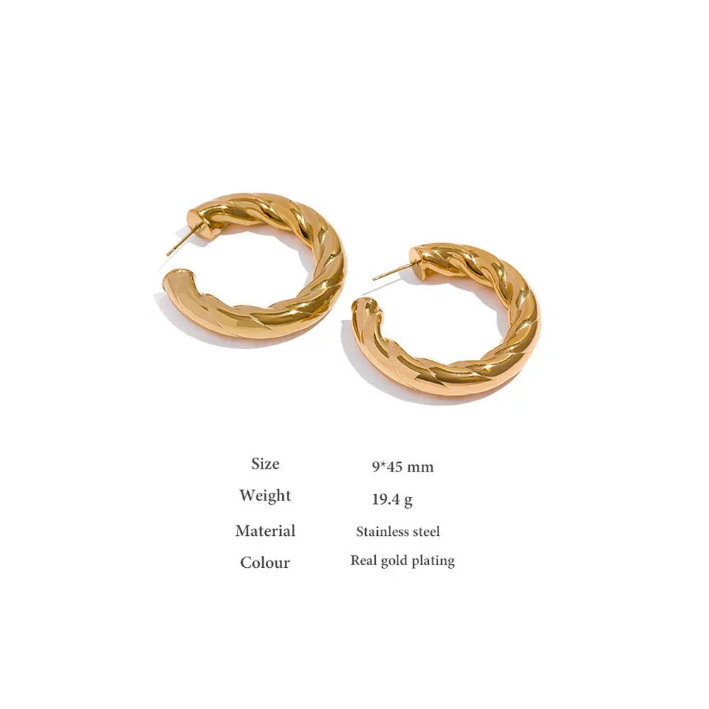 Wee Luxury Women Earrings Gold Plated Geometric Twisted Gold Plated Stud Earrings for Women