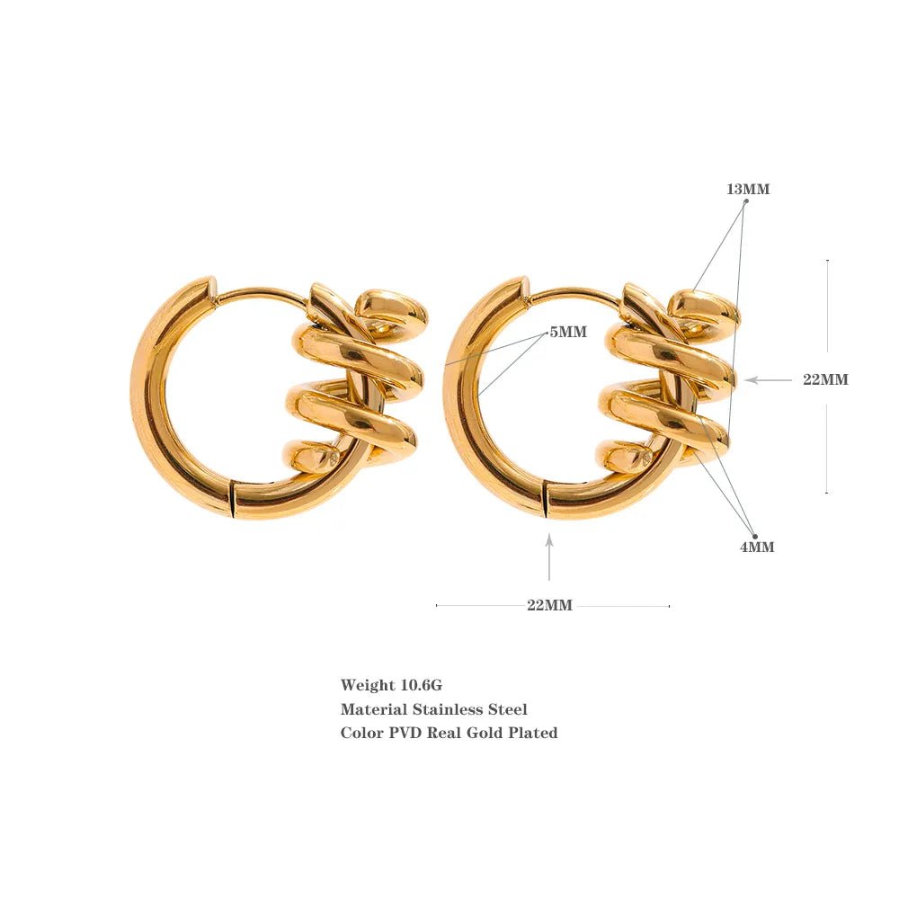 Wee Luxury Women Earrings Gold Plated Metal Twisted Hoop Earrings For Women