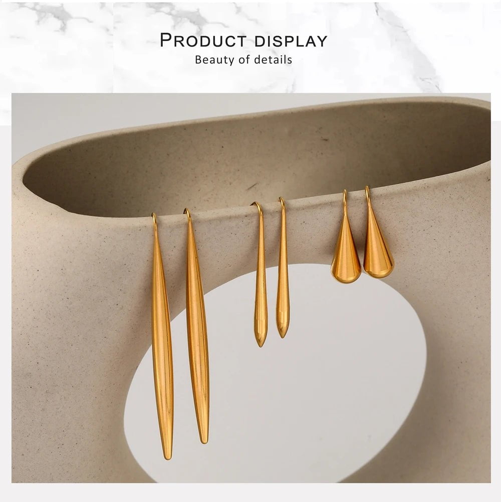 Wee Luxury Women Earrings Gold Plated Water Shape Unique Earrings