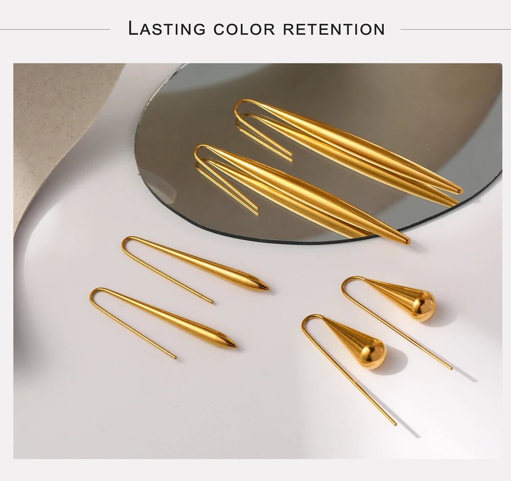 Wee Luxury Women Earrings Gold Plated Water Shape Unique Earrings