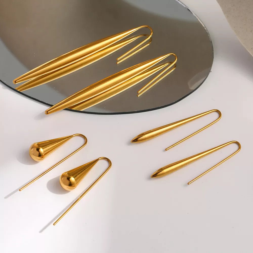 Wee Luxury Women Earrings Gold Plated Water Shape Unique Earrings