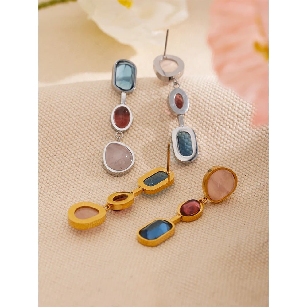 Wee Luxury Women Earrings Natural Stone Geometric Drop Dangle Earrings For Women