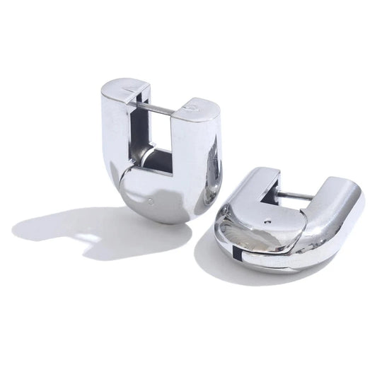 Wee Luxury Women Earrings Platinum 316L Stainless U Shape Hoop Earrings PVD Plated Waterproof