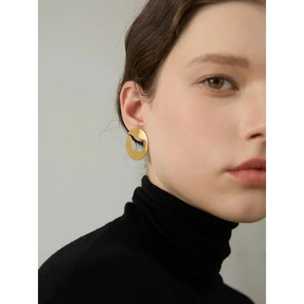 Wee Luxury Women Earrings Steel Sleek Geometric Gold-Plated Stainless Steel Earrings for Women