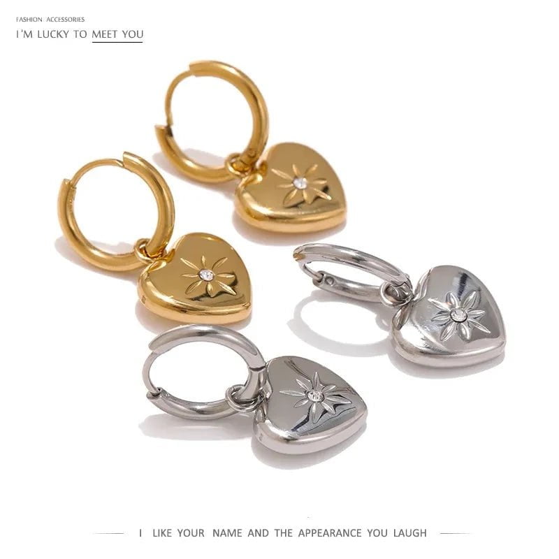 Wee Luxury Women Earrings Stylish Heart Metal Love Hoop Huggie Earrings For Women