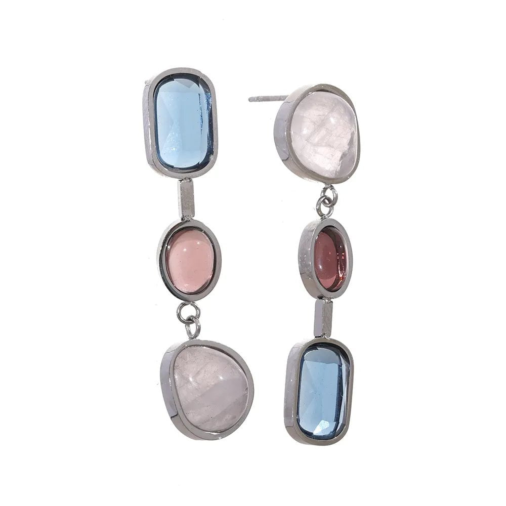 Wee Luxury Women Earrings YH1028A Steel Natural Stone Geometric Drop Dangle Earrings For Women