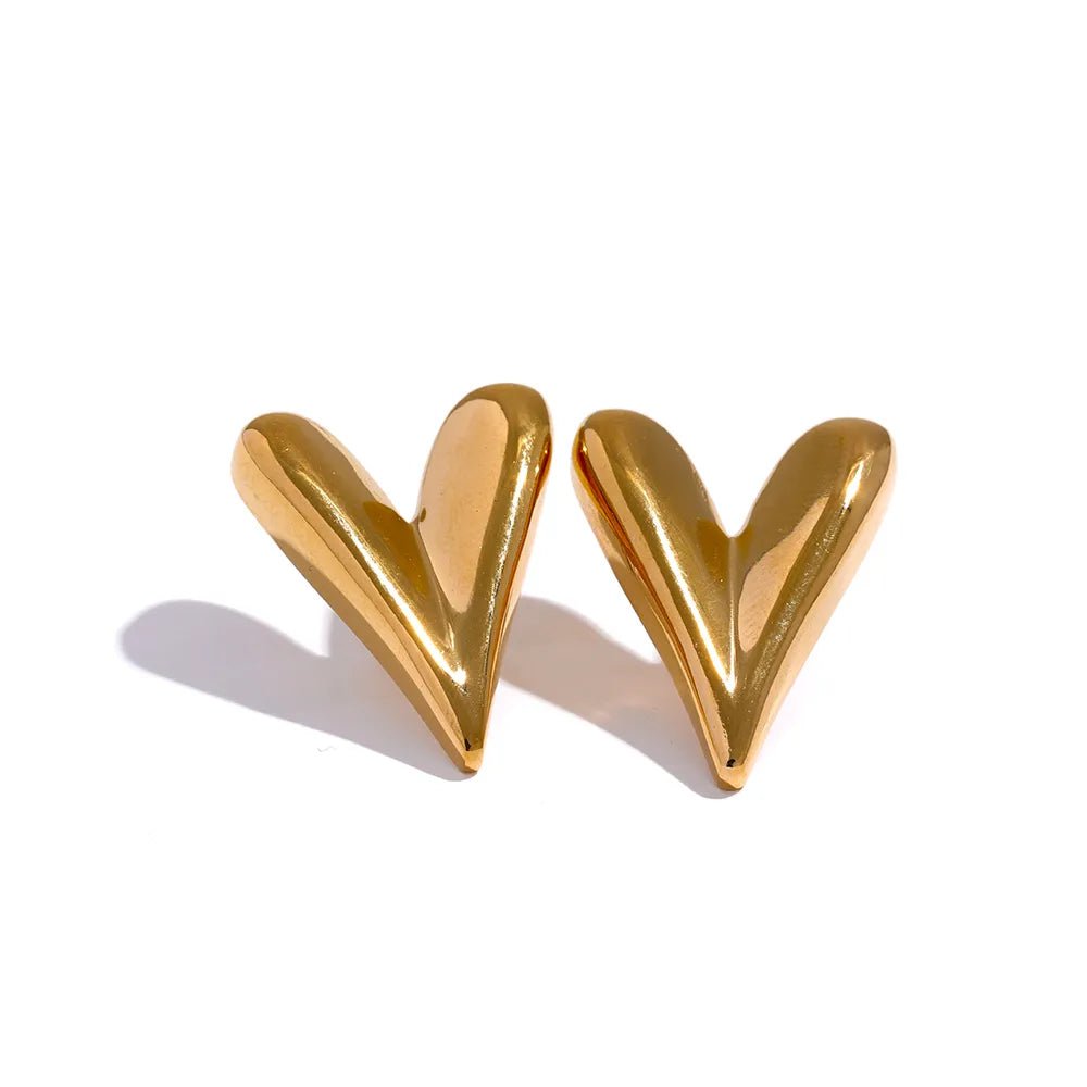 Wee Luxury Women Earrings YH1055A Gold Luxury Heart Shape Stud Earrings For Women