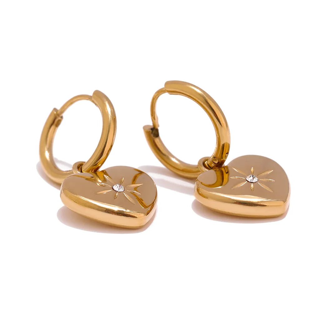 Wee Luxury Women Earrings YH1234A Gold Stylish Heart Metal Love Hoop Huggie Earrings For Women