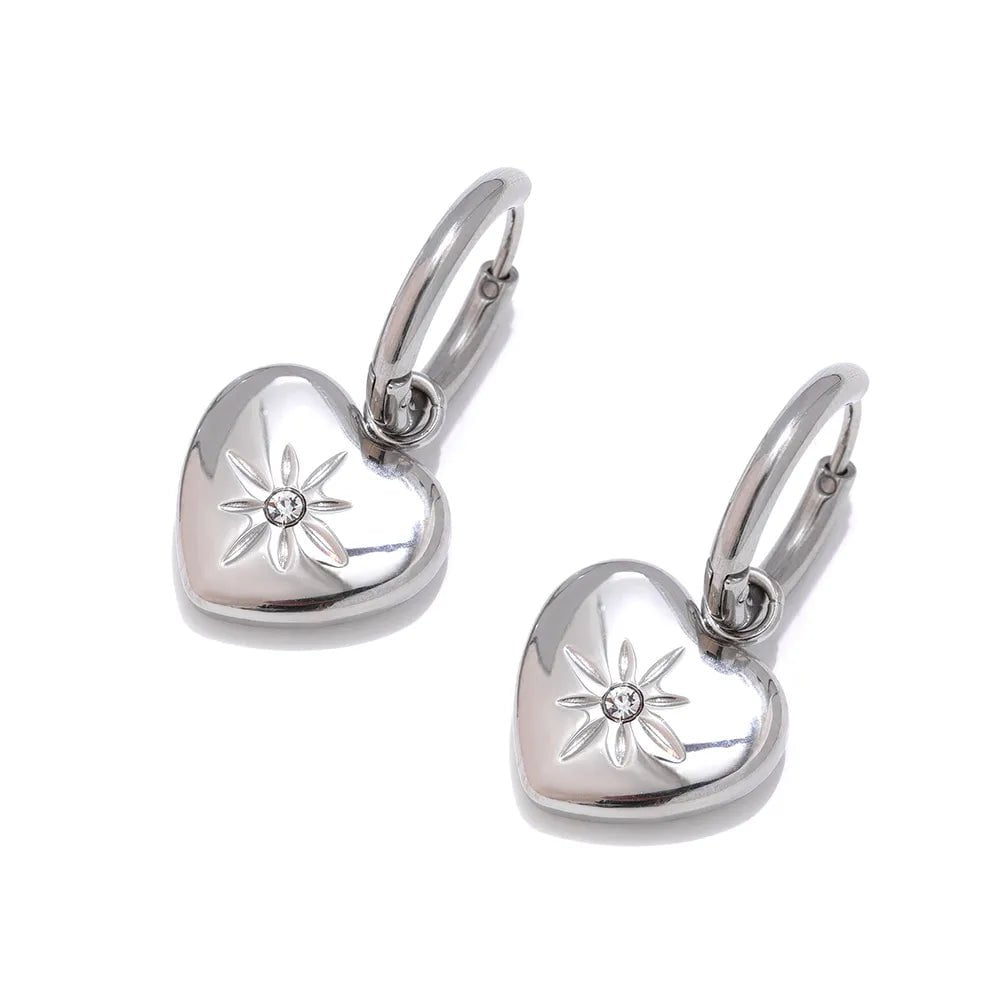 Wee Luxury Women Earrings YH1234A Steel Stylish Heart Metal Love Hoop Huggie Earrings For Women