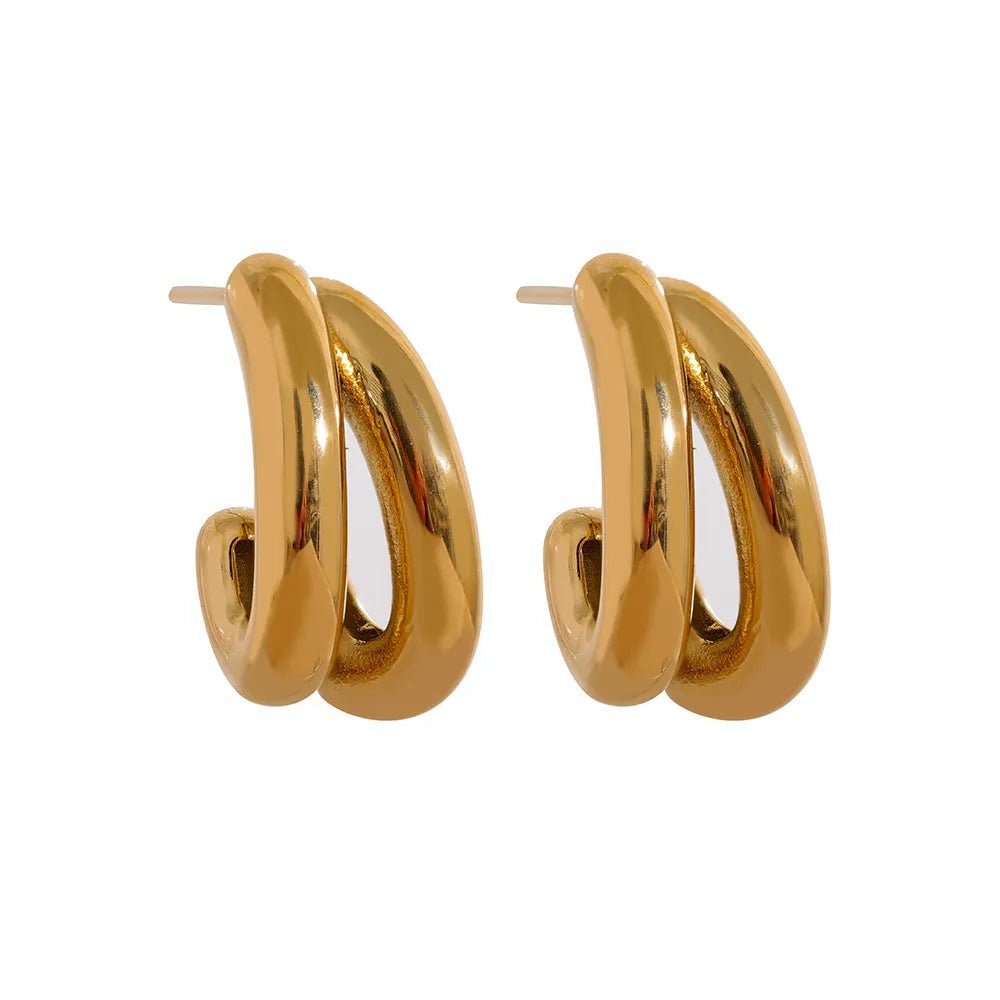 Wee Luxury Women Earrings YH1358A Gold Geometric Huggie Earrings Personalized Metal Jewelry For Women