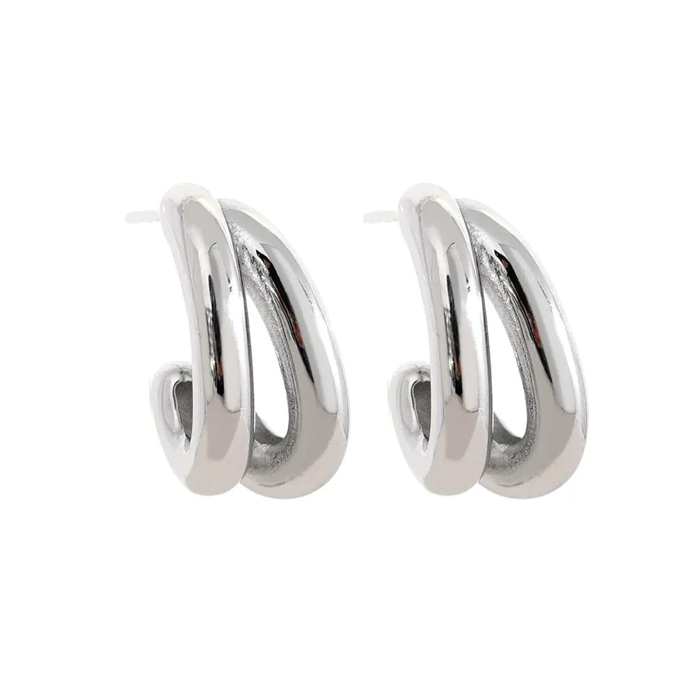 Wee Luxury Women Earrings YH1358A Steel Geometric Huggie Earrings Personalized Metal Jewelry For Women