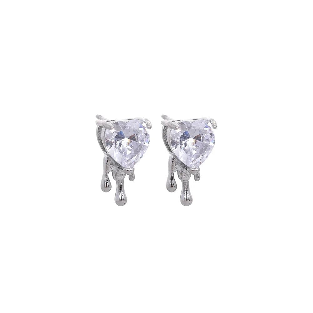 Wee Luxury Women Earrings YH1420A P-White Heart Creative Delicate Bling Cubic Zirconia Stud Earrings