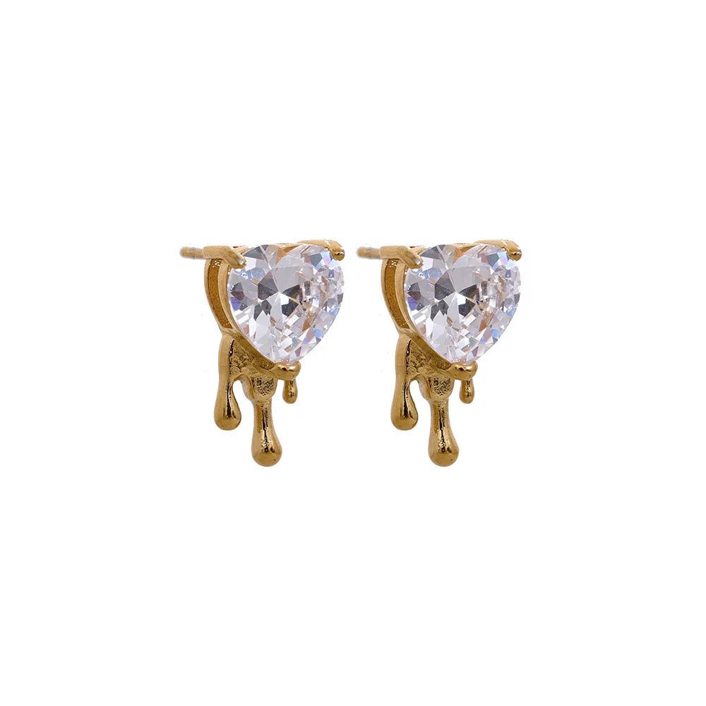 Wee Luxury Women Earrings YH1422A G-White Heart Creative Delicate Bling Cubic Zirconia Stud Earrings