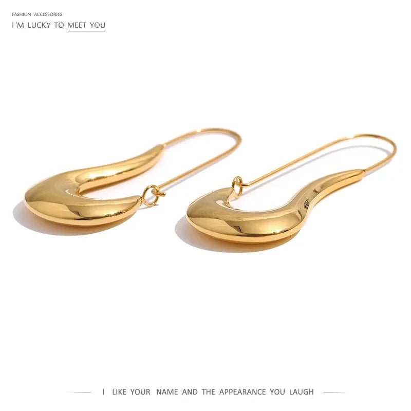 Wee Luxury Women Earrings YH1952A Gold Geometric Hoop Earrings Minimalist Metal 18 K Plated Earrings