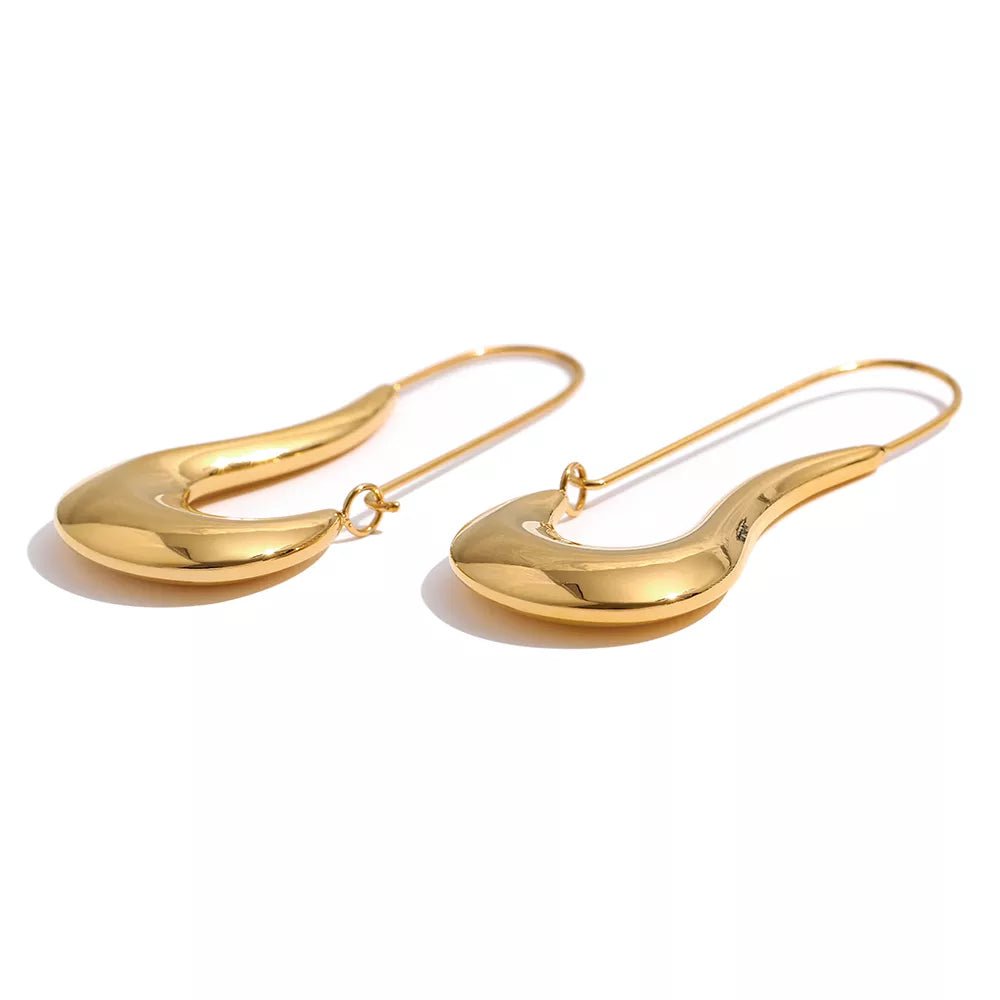 Wee Luxury Women Earrings YH1952A Gold Geometric Hoop Earrings Minimalist Metal 18 K Plated Earrings