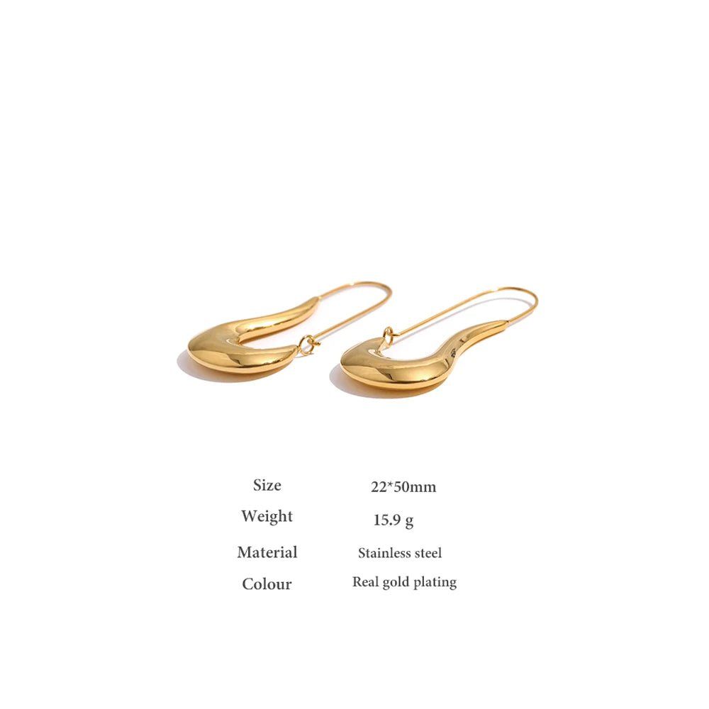 Wee Luxury Women Earrings YH1952A Gold Geometric Hoop Earrings Minimalist Metal 18 K Plated Earrings