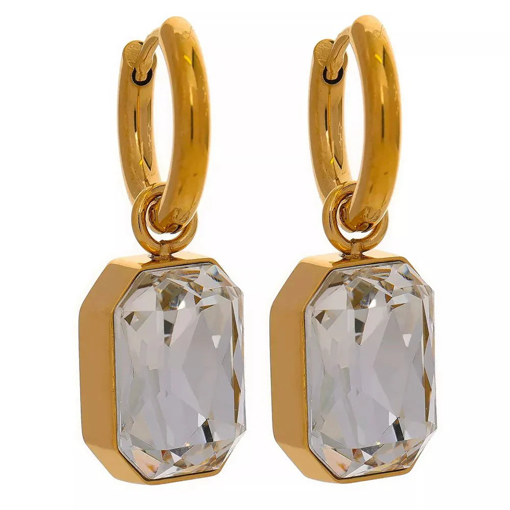 Wee Luxury Women Earrings YH1974A white Cubic Zirconia Drop Dangle Charms Square Unique Earrings