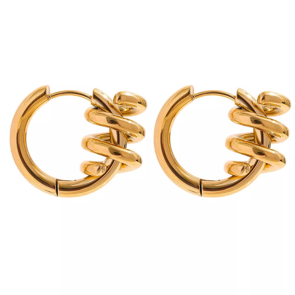 Wee Luxury Women Earrings YH2116A Gold Gold Plated Metal Twisted Hoop Earrings For Women