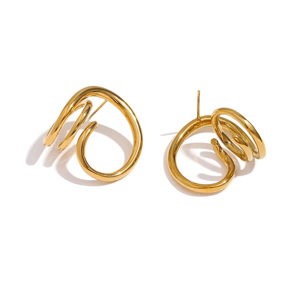 Wee Luxury Women Earrings YH2129A Gold Geometric Stud Earrings Statement Twist Metal Fashion
