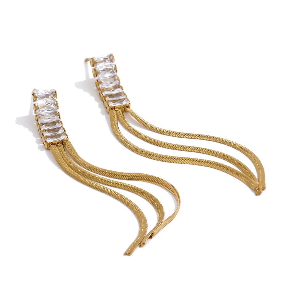 Wee Luxury Women Earrings YH2171A White Long Tassel Drop Dangle Hanging Earrings