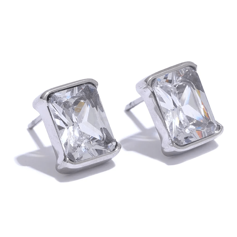 Wee Luxury Women Earrings YH2184A P-White Trendy Delicate AAA Cubic Zirconia Square Stud Earrings