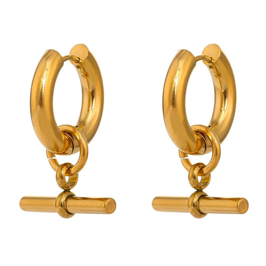 Wee Luxury Women Earrings YH554A Gold Statement Metal Golden Geometric Huggie Earrings