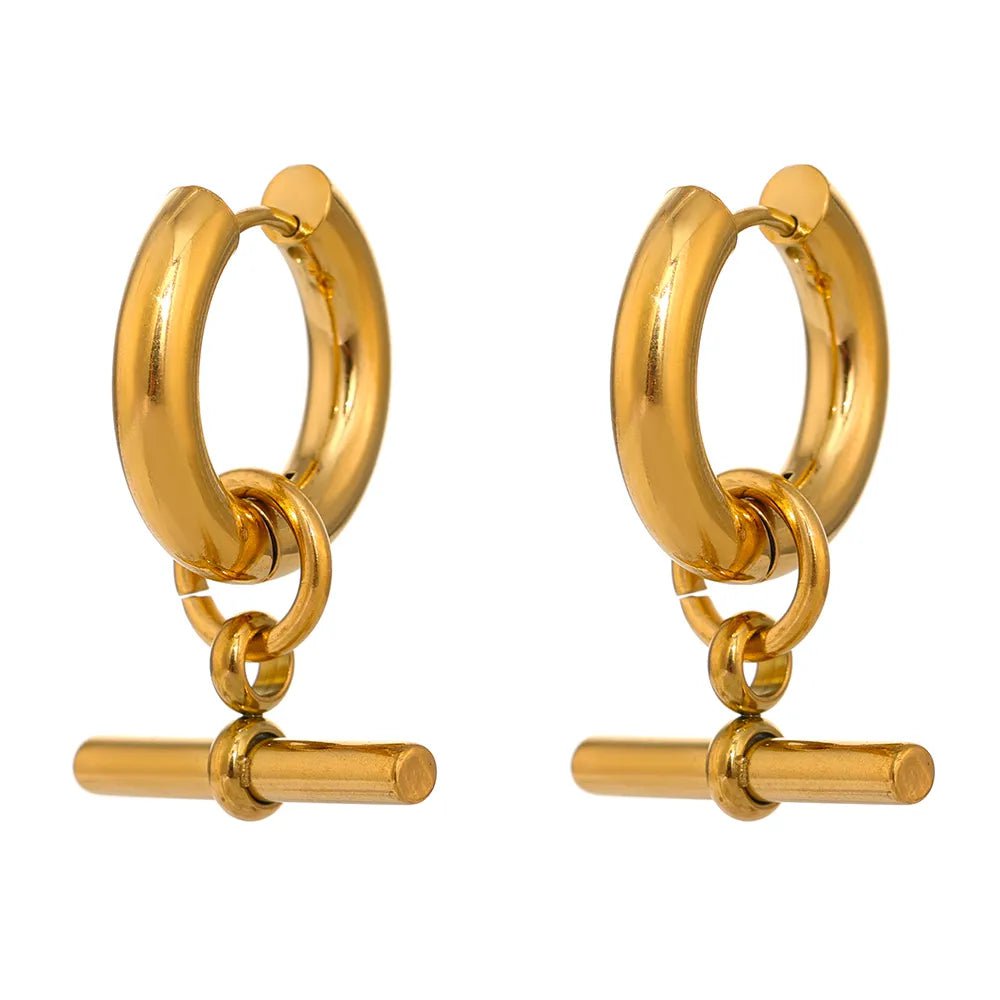 Wee Luxury Women Earrings YH554A Gold Statement Metal Golden Geometric Huggie Earrings