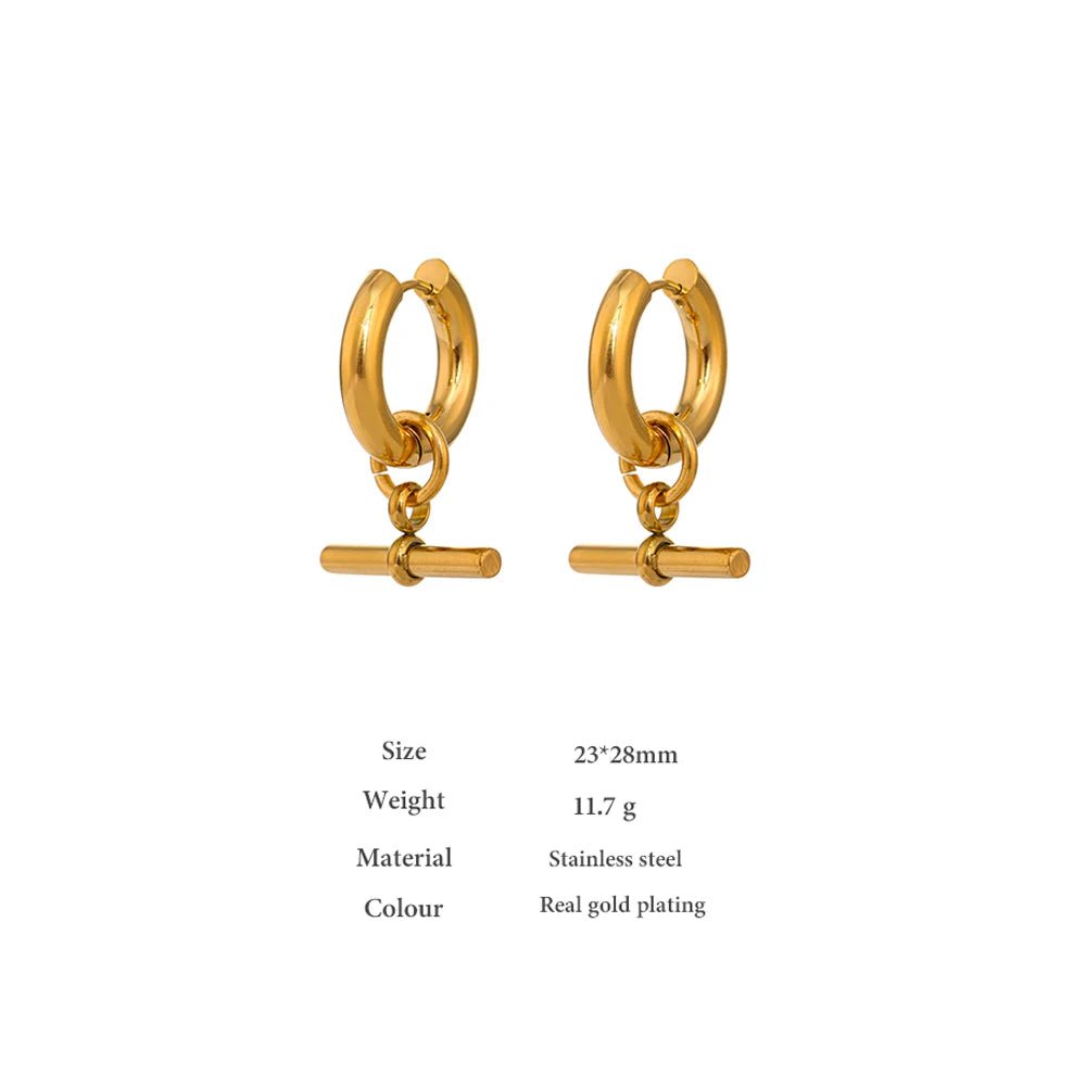 Wee Luxury Women Earrings YH554A Gold Statement Metal Golden Geometric Huggie Earrings