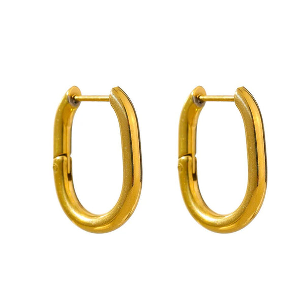 Wee Luxury Women Earrings YH556A Gold 316L Stainless Steel Earrings Minimalist Oval Metal Hoop