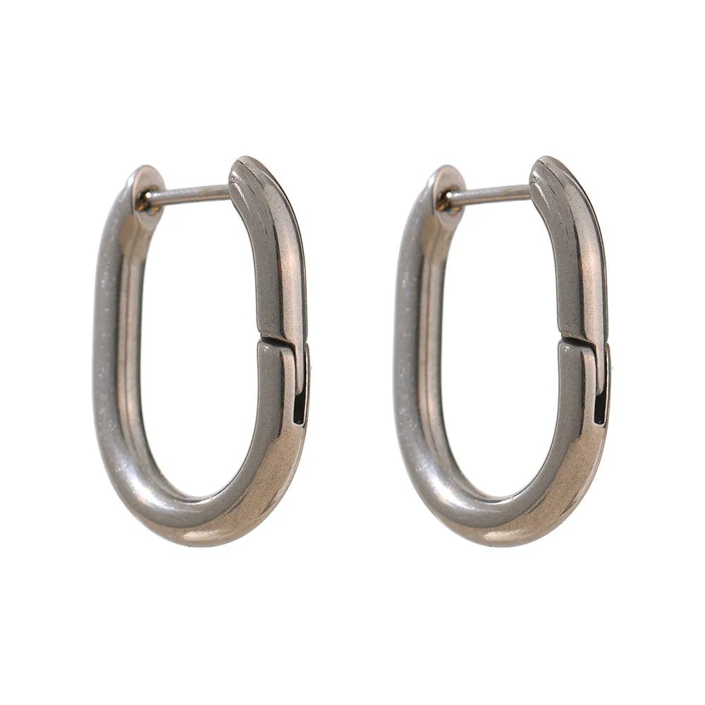 Wee Luxury Women Earrings YH556A Steel 316L Stainless Steel Earrings Minimalist Oval Metal Hoop