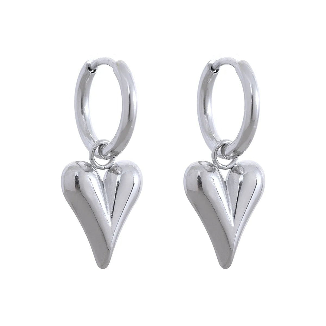 Wee Luxury Women Earrings YH714A Platinum Trendy Fashion Chic Heart Huggie Hoop Earrings