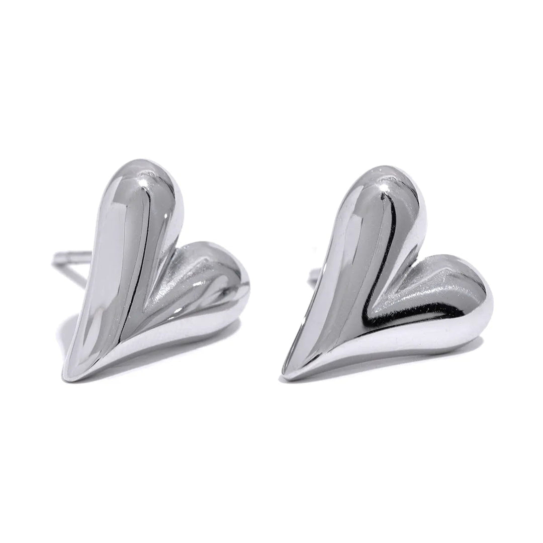Wee Luxury Women Earrings YH718A Platinum Trendy Fashion Chic Heart Huggie Hoop Earrings