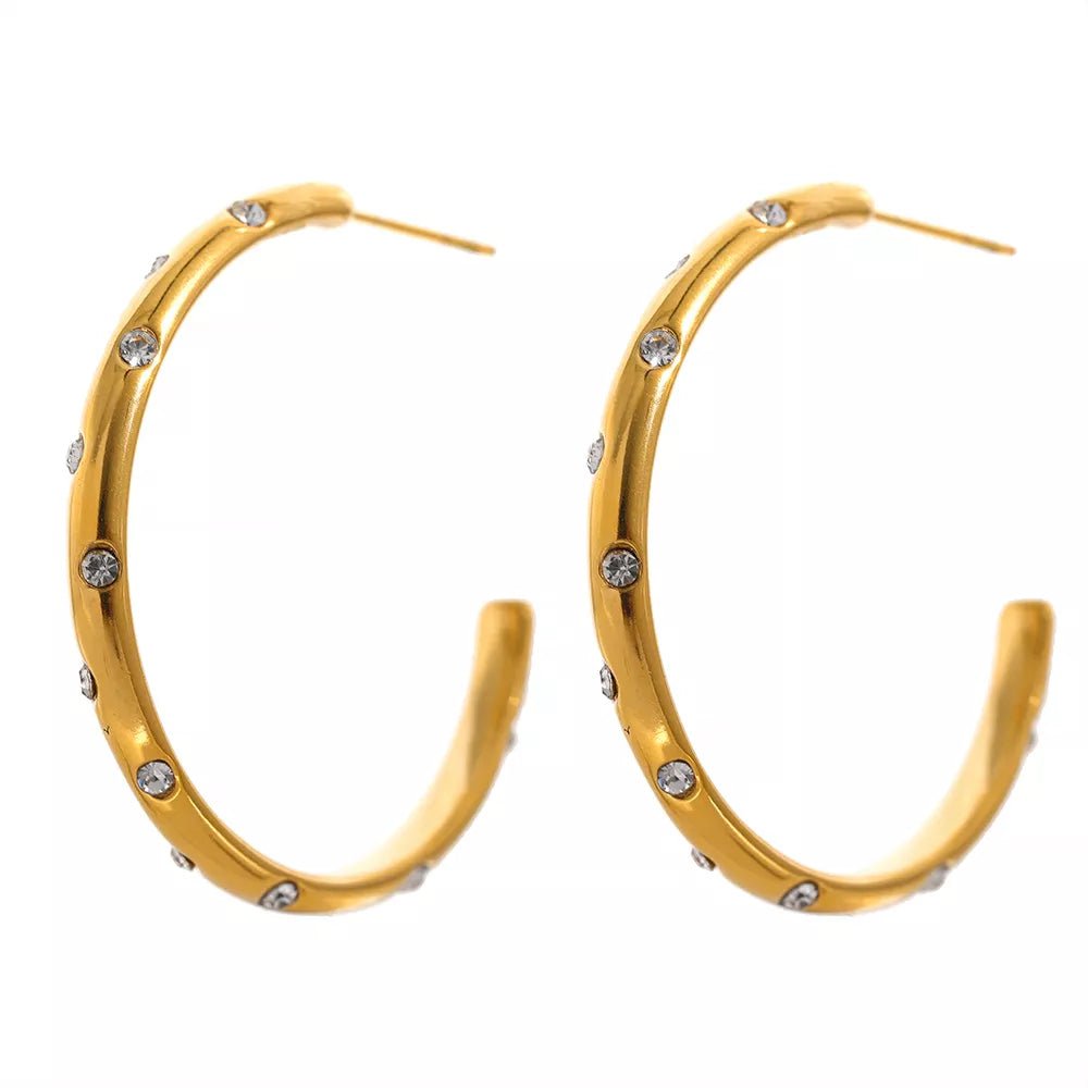 Wee Luxury Women Earrings YH955A  white Round Circle Big Hoop Earrings Delicate Cubic Zirconia