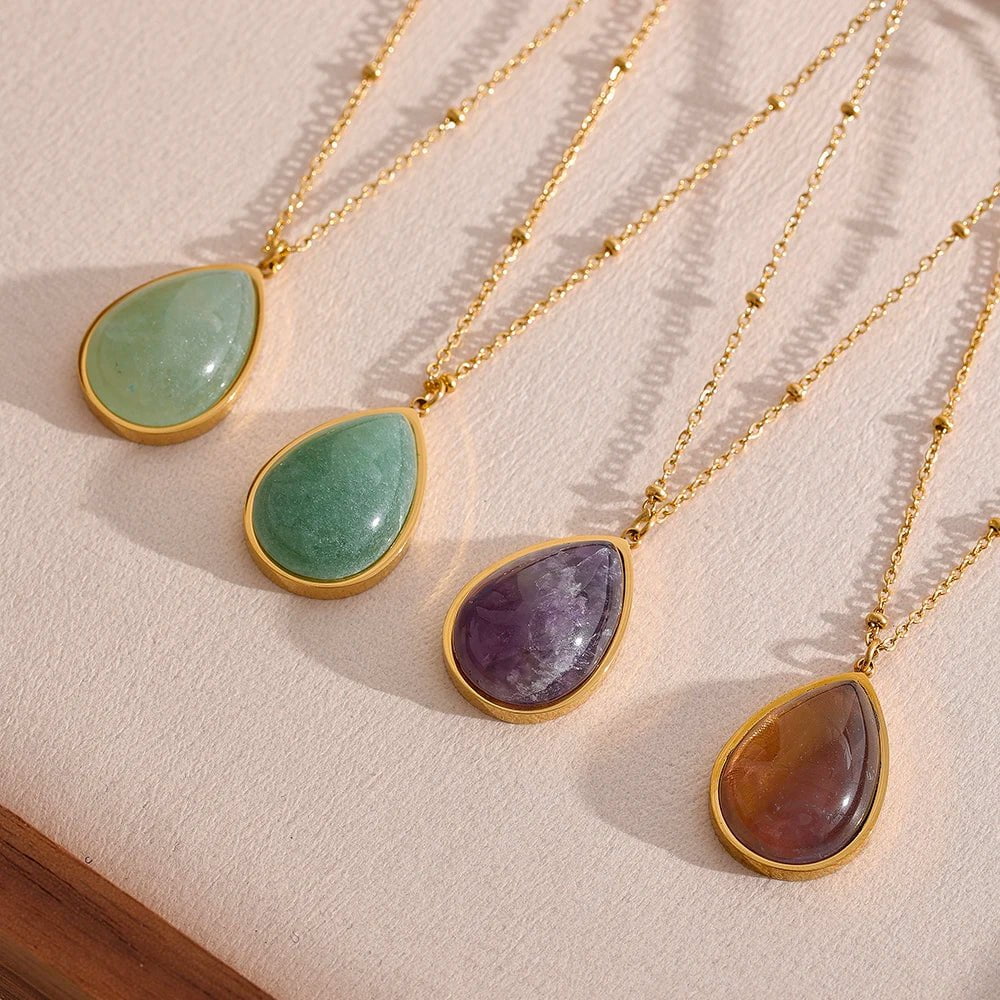 Wee Luxury Women Necklaces Amethyst Water Drop Pendant Jewlr Necklace for Women