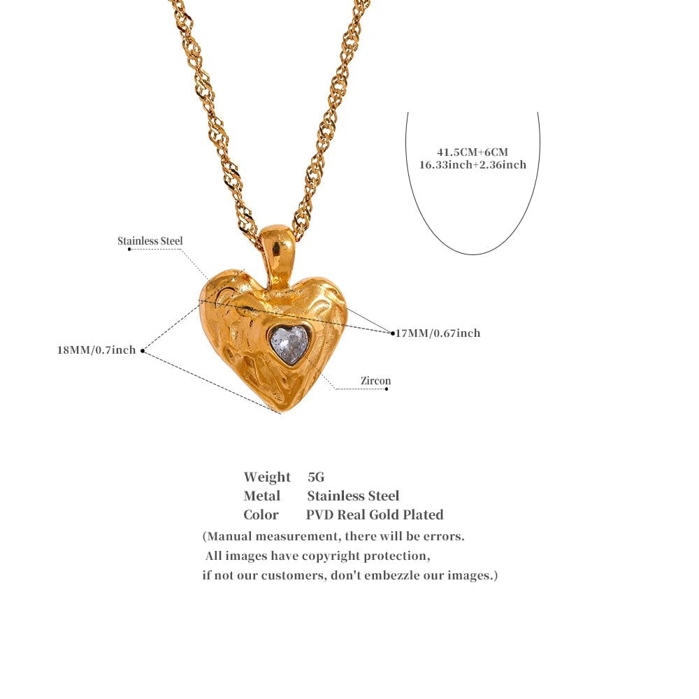 Wee Luxury Women Necklaces Fashion Stainless Steel Heart Love Pendant Necklace