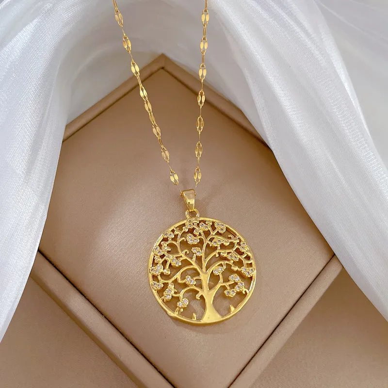 Wee Luxury Women Necklaces Gold Color Luxury Gold Color Tree Pendant Necklace For Girl