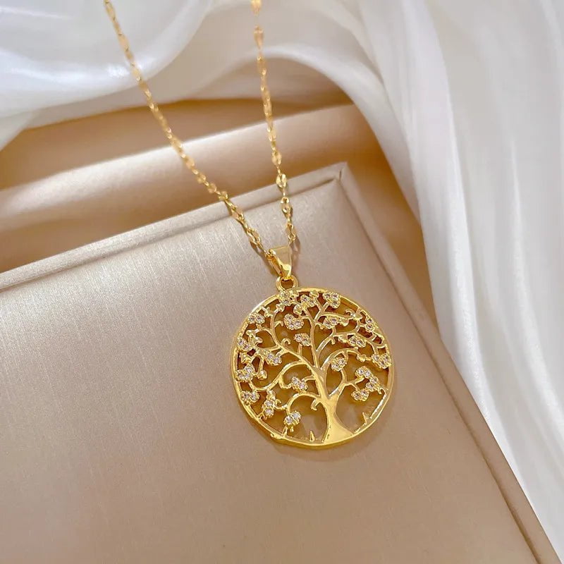 Wee Luxury Women Necklaces Gold Color Luxury Gold Color Tree Pendant Necklace For Girl