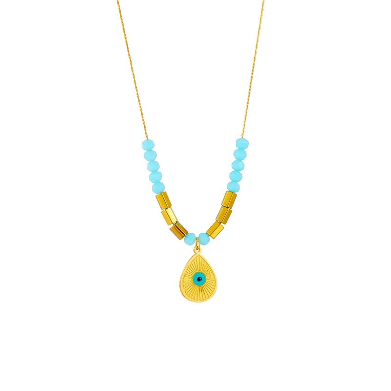 Wee Luxury Women Necklaces Gold Color Vintage Ladies Clavicle Chain Waterdrop Eye Pendant Necklace